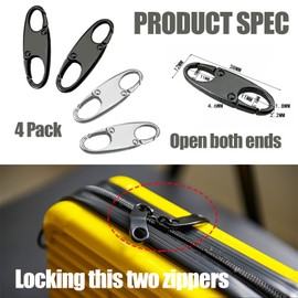 Zipper Clip Theft Deterrent,Double Opening Zipper Pull Replacement,Detachable Zipper Connectors Zipper Lock-Combo 4PCS