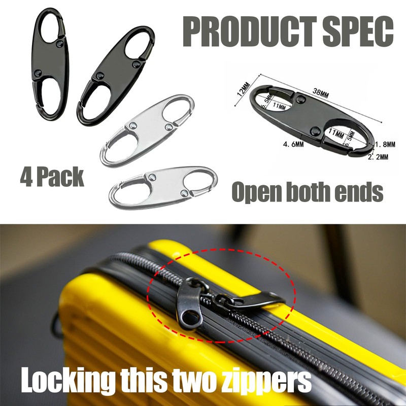 Zipper Clip Theft Deterrent,Double Opening Zipper Pull Replacement,Detachable Zipper Connectors
