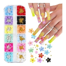 3d Acrylic Nail Art Charms Resin Flower Nail Rhinestones Amarillo                                                                                     
