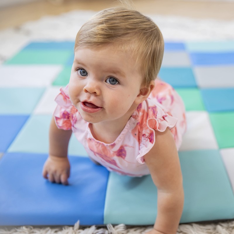 ECR4Kids SoftZone Patchwork Activity Mat, Folding Playmat, Contemporary