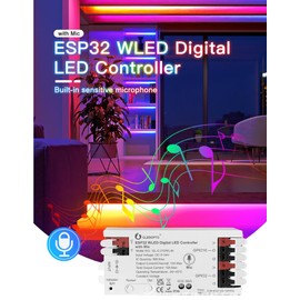 WLED Smart LED Strip Controller with Mic DC5-24V,support remote control,WLED app,Sync with Alexa, Home Assistant, Hubitat for WS2811 2812B 2813 2814 2815/GS8208/SM16703P SK6812 /TM1814
