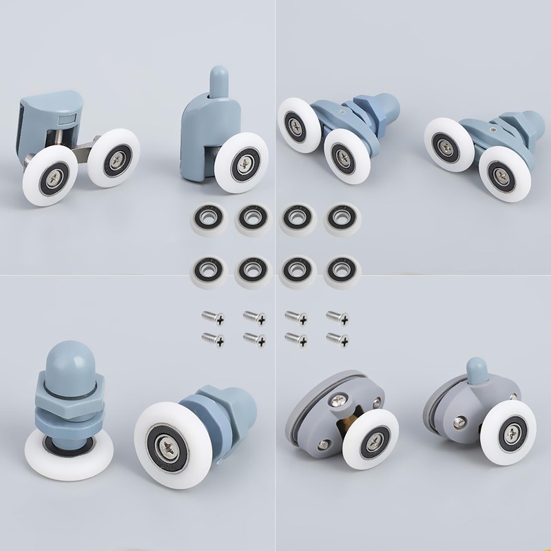8-Pack Shower Door Rollers with M5 Screw - White Curved