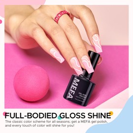 MEFA Gel Nail Polish Kit, 23 Pcs Burgundy Red Brown Black Gel Polish Set Collection All Seasons Classic Orange Navy Blue Glitter Nail Polish Starter Kit with Glossy & Matte Top Base Coat Nail Art Gift