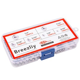 Breezliy 600 Piece 6 Sizes Assorted Loose Bicycle Bearing Balls 1/4" 7/32" 3/16" 5/32" 1/8" and 3/32"