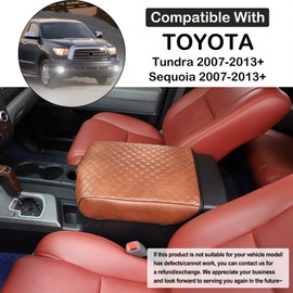 Aunginsy Car Leather Center Console Protector Cover Compatible with Tundra/Sequoia 2007-2013Center Console Armrest Seat Box Cover Cushion Lid Protector Pad Waterproof Anti-Scratch Interior Accessories