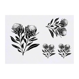 4 x 'Protea Flowers' Temporary Tattoos - Water Resistant, Skin-Safe, Non-Toxic Transfers, Mixed Sizes (TO00081510)