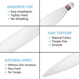 RUN SHUI White Pre stretched Braiding Hair 2 Packs Pre feathered Braid Hair Extensions 30 Inches Kanekalon Hair Braids