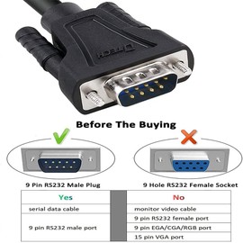 DTECH 1.5 Foot DB9 Serial Cable COM Port Male to Male RS232 Straight Through 9 Pin Data Cable (0.5 Metres, Black)