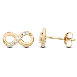 9ct Yellow Gold on Silver Cubic Zirconia INFINITY Stud Earrings