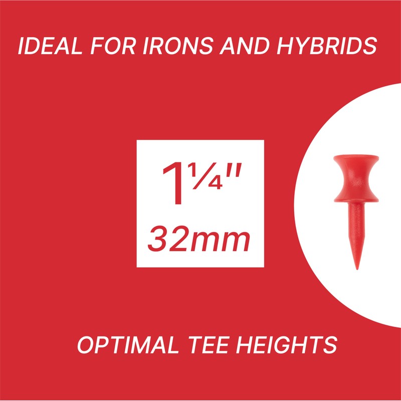 ECADDIE Red 32mm Plastic Castle Graduated Golf Tees (35 Pack)