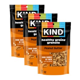 Kind Healthy Grains Granola, Peanut Butter Clusters, Gluten Free, Healthy Snack Mix, 10g Protein, 11oz, 3 Count
