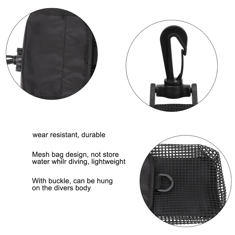 Outdoor Portable Lightweight Diving Mesh Gear Bag Package with Buckle(black)