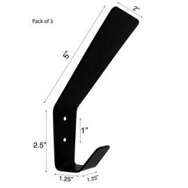 Tetra-Teknica Home Essentials Metal Wall Hook, Matte Black, 3 Pack