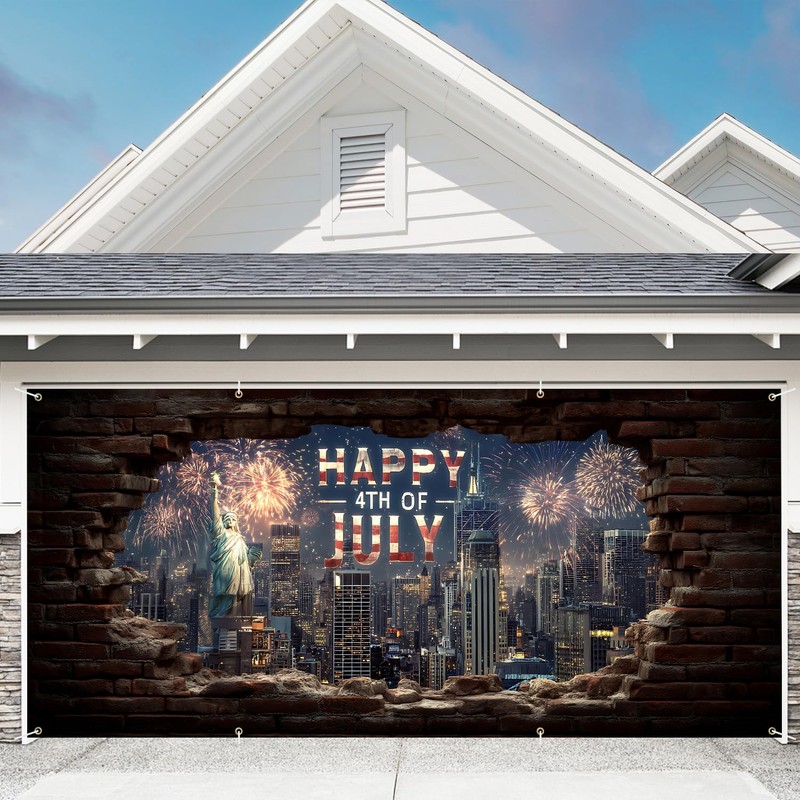 6 x 13 FT Large Patriotic American Flag Garage Door