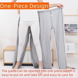 KUMUROETA Patient Care Trousers,Incontinence Open Crotch Pants,Surgery Recovery Zipper Pants,Post Surgery Tearaway Pants,Bed Bound Person Pants,Suitable for Disabled,Fracture,Leg Therapy Patients