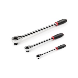 TEKTON 1/4, 3/8, 1/2 Inch Drive Quick-Release Comfort Grip Ratchet Set, 3-Piece (6, 8, 10-1/2 in.) | SRH91101