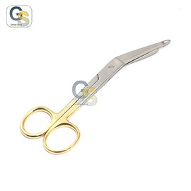 G.S 1 Premium Grade Lister Bandage Scissors Super Cut with 1 Serrated Blade 4.5" Gold Handle