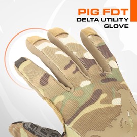 PIG Delta Utility Tactical Gloves, Touchscreen Compatible, High Dexterity, for Shooting, 1 Pair, Multicam, 2X-Large