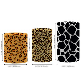 MvoVitality Set of 3 Animal Print Spandex Cylinder Covers for Safari, Jungle, Wild Animal,Zoo-Themed Parties, Baby Shower, Birthday, and Dessert Table Decorations