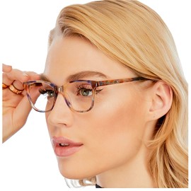 AQWANO Blue Light Blocking Glasses Anti Eyestrain Computer Screen Reading Glasses Spring Hinge Sleep Better Eyeglasses for Women, (Brown, 0.00)