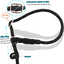 BTINESFUL 10FT / 15FT / 20FT Slip Lead Dog Leash, Reflective 1/3” Rope Leash Long Training Lead for Small Medium Dogs