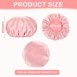 Aquior Shower Cap Reusable Double Layer Waterproof Hair Cap Shower Cap for Women Large Bath Hair Cap for Girls Spa Home Salon Use, All Hair lengths (Pink)