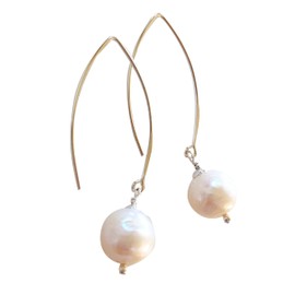 White Freshwater Pearl Earrings, Large Kasumi LIke Pearls, Edison Pearls, Wrinkle Pearls, June Birthstone, Bridal Jewelry, Sterling Silver.