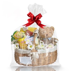 WIKDAY Clear Gift Bags 20 PCS 30x40 Inches Extra Large Cellophane Wrap for Gift Baskets Wrapping Plastic with Ties for Gift Giving, Packaging Products