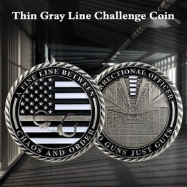 Thin Gray Line Coin, Correctional Officer Silver Challenge Coins Honor Correctional Officers Gray Prison Police Coin Law Enforcement Appreciation Gifts