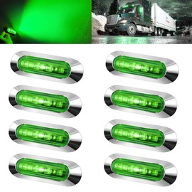 NBWDY 8Pcs Green LED Side Marker Light Truck Trailer Light Front Rear Turn Signal Tail Clearance Indicators Stop Warning Running Lights for 12-24V Auto Car RV Camper ATV Boat Deck transom