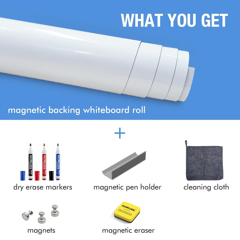HOMiDEK Large Magnetic Backing Whiteboard: 36x48 Flexible Dry Erase Writting