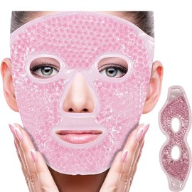 Máscara de Hielo, Máscara de Gel Frio Adecuadas para Ojos Hinchados/Ojeras/Migraña/Alivio del Estrés, Antifaz para Dormir Fria y Caliente con Respaldo