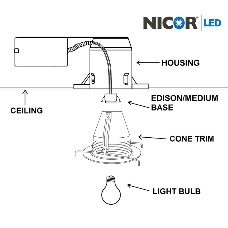 NICOR Lighting 6 inch White Airtight Cone Baffle Trim (17548A)