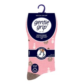 Gentle Grip - Pack of 6 Women's Cotton Pure Pattern Without Rubber Socks with Design 37-42 EU, Gg205