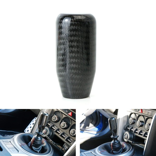 iJDMTOY Glossy Black Real Carbon Fiber Shift Knob Compatible With Most Car 6-Speed, 5-Speed, 4-Speed Manual or Automatic, etc