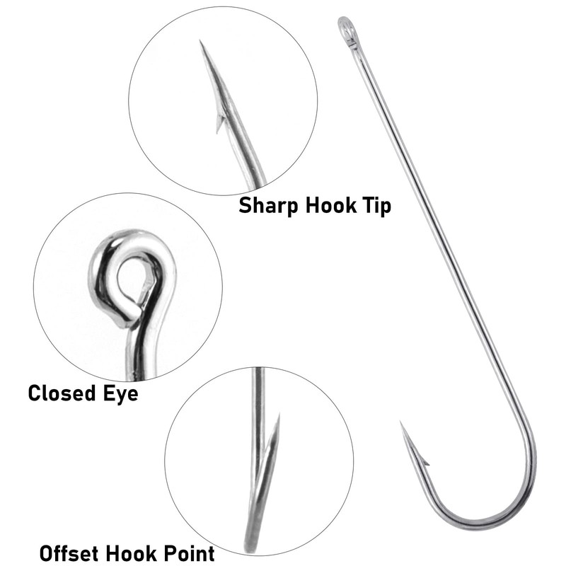 Dr.Fish 100 Pack Aberdeen Hooks Extra Long Shank Hooks Light