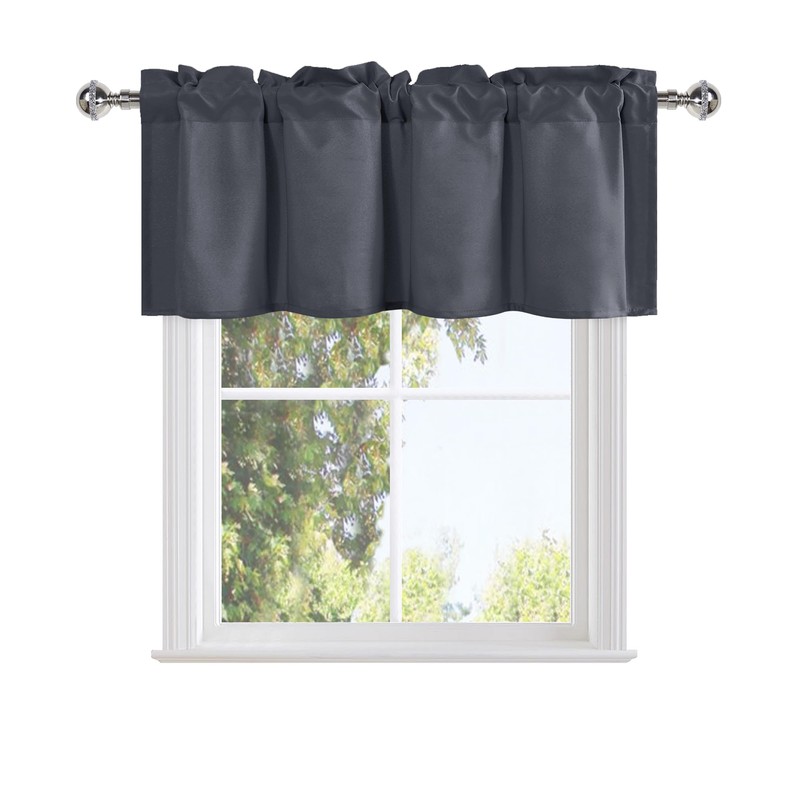 DWCN Dark Grey Valance for Windows, 18 Inch Bathroom/Bassement/Kitchen Curtains,