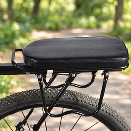 Bicycle Rear Rack Cushion for Passenger Seating – Padded Black Bike Seat with Optional Backrest for Compatible Rear Racks