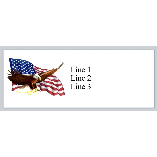 150 Personalized Return Address Labels USA American Flag with Eagle