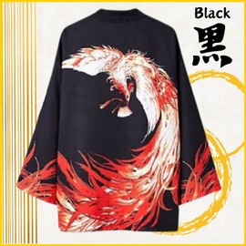 Houoh Papi Hakpi Festival Black Black Coat White Beige Hanten Beautiful Japanese Style Japanese Pattern (Black, XXXL)