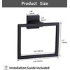Matte Black Square Towel Ring, Wall Mount Modern Towel Holder