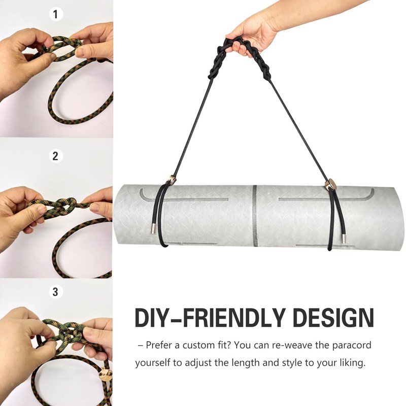 DAOSUN Yoga Mat Strap - 8MM Adjustable Paracord Carrier for