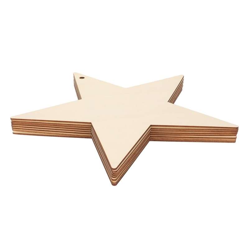 8Pcs Wooden Star Ornaments Blank Unfinished Small Christmas Tree Hanging