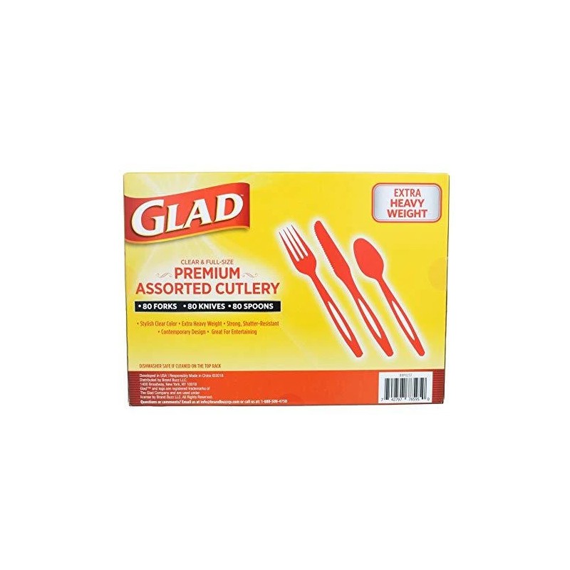 Glad 240 Count Clear Plastic Cutlery Set Forks Knives Spoons