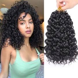 Mscat 8 Packs GoGo Curl Crochet Hair 10 Inch Short Curly Crochet Hair for Women Water Wave Beach Curl Deep Twist Crochet Braids Synthetic Braiding Hair Extensions