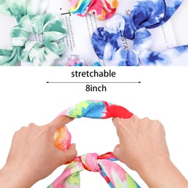 Pañuelo de gasa para el pelo, corbatas para el pelo, bufanda de cola de caballo con bufanda, bufandas de teñido anudado, bandas elásticas para el pelo, accesorios para el cabello para mujeres y niñas con 6 piezas