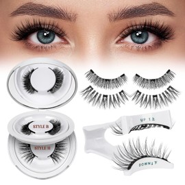 Cils Magnetique,Réutilisable Faux Cils Magnetique avec applicateur, pas besoin de colle Faux Cils Magnetique Naturel Facile à porter et à enlever, Livré avec un guide (B+H-2 paires)