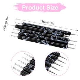 5Pcs Black Dotting Tools, Double Ended Nail Art Dotting Tools Professional Nails Art Dot Pen Embossing Stylus Rhinestone Picker Tool for Nail Design, Painting, Sculpting, DIY Decorations