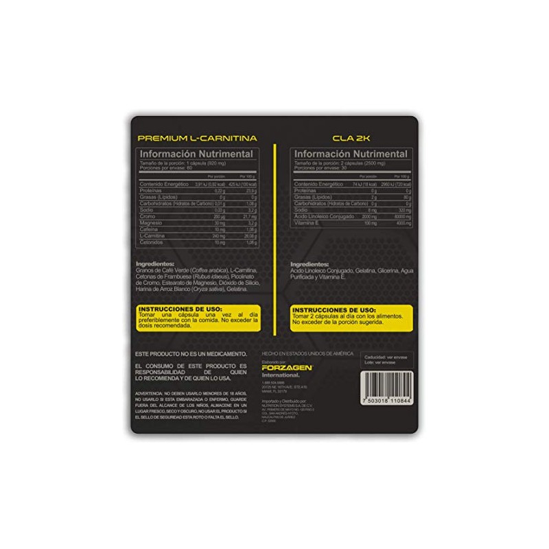 Forzagen CLA-2K Premium L-Carnitina Two Pack - 60 Capsulas cu