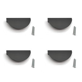 Susenya Black Drawer Pulls, Half Moon Pulls,Semicircle Pull,Semicircle Pull,Door Pull Handle,Space Aluminum,with Screws,2.52" Hole Centers(C to C),4PCS